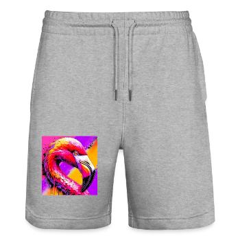 Flamingo - Stanley/Stella Unisex Bio Joggingshorts Trainer  - Grau meliert - Vorne - Nik (191cm) & Marisol (170cm)