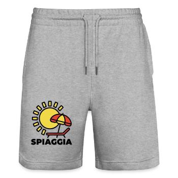 Strand Spiaggia Italien Urlaub Sonne Meer - Stanley/Stella Unisex Bio Joggingshorts Trainer  - Grau meliert - Vorne - Nik (191cm) & Marisol (170cm)