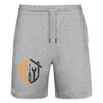 Caretaker Coat of Arms – Craftsman Logo - Stanley/Stella Trainer Unisex Organic Jogging Shorts - heather grey - Front - Nik (191cm) & Marisol (170cm)
