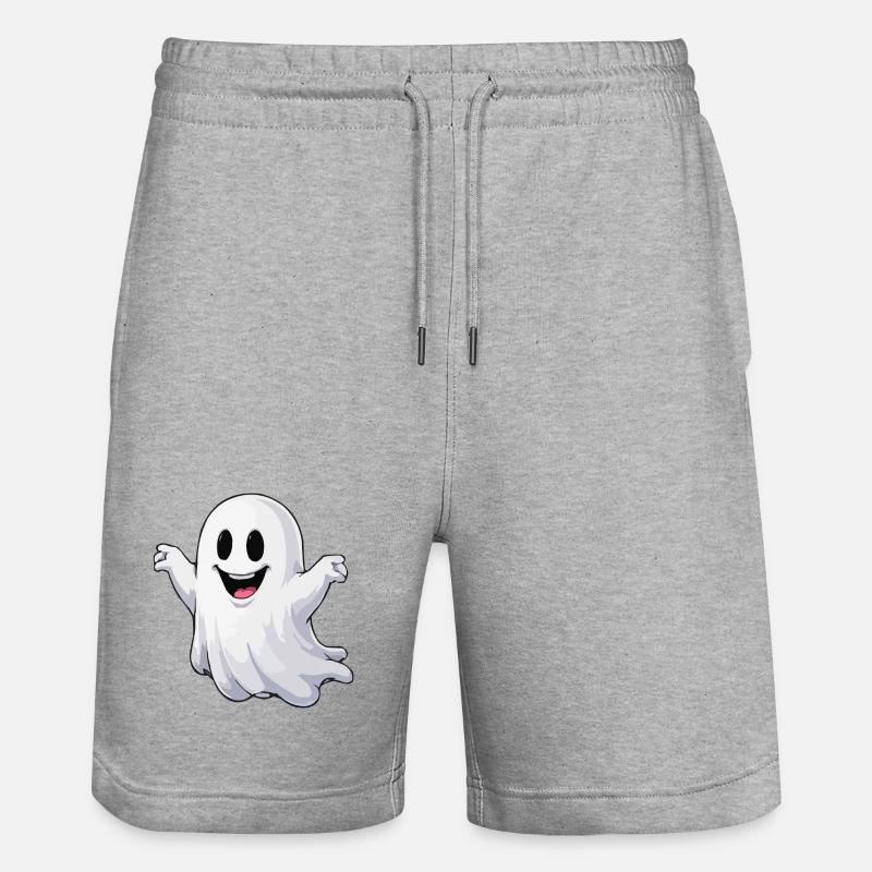 Fantôme de dessin animé joyeux - Short de jogging bio TRAINER Stanley/Stella unisexe - gris chiné
