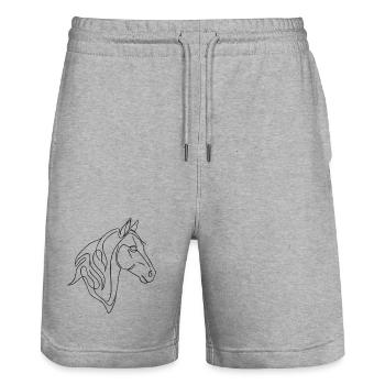Minimalist Horse Line Art Elegant Line Design - Stanley/Stella Trainer Unisex Organic Jogging Shorts - heather grey - Front - Nik (191cm) & Marisol (170cm)