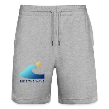 Wellenreiter am Sonnenaufgang - Stanley/Stella Unisex Bio Joggingshorts Trainer  - Grau meliert - Vorne - Nik (191cm) & Marisol (170cm)