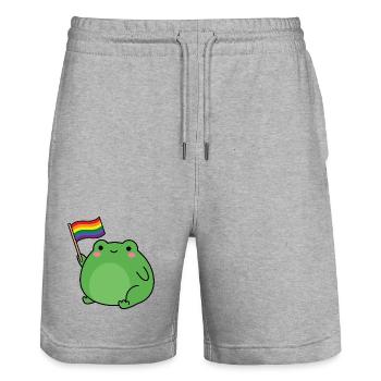 Pride Month LGBTQ – LGBT-Frosch - Stanley/Stella Unisex Bio Joggingshorts Trainer  - Grau meliert - Vorne - Nik (191cm) & Marisol (170cm)