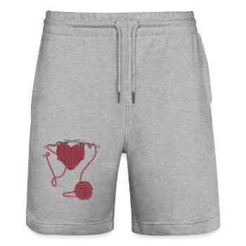 J’adore crocheter ou tricoter - Short de jogging bio TRAINER Stanley/Stella unisexe - gris chiné - Devant - Nik (191cm) & Marisol (170cm)