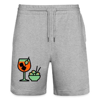 Graphique de cocktail Martini - Short de jogging bio TRAINER Stanley/Stella unisexe - gris chiné - Devant - Nik (191cm) & Marisol (170cm)