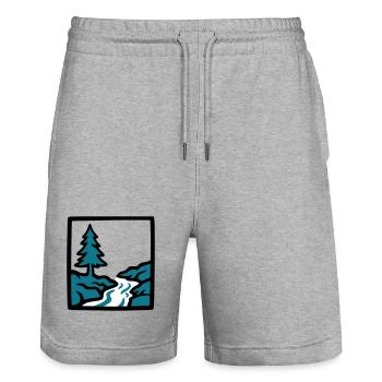Logo de la nature de la forêt de la rivière - Short de jogging bio TRAINER Stanley/Stella unisexe - gris chiné - Devant - Nik (191cm) & Marisol (170cm)