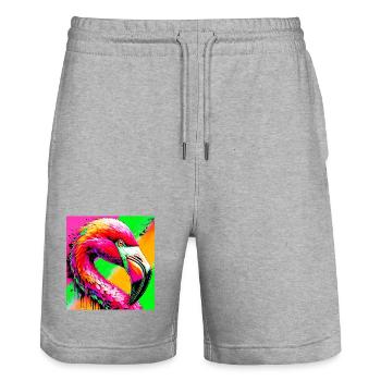 Flamant - Short de jogging bio TRAINER Stanley/Stella unisexe - gris chiné - Devant - Nik (191cm) & Marisol (170cm)