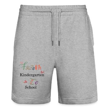 Kindergarten - Stanley/Stella Trainer Unisex Organic Jogging Shorts - heather grey - Front - Nik (191cm) & Marisol (170cm)