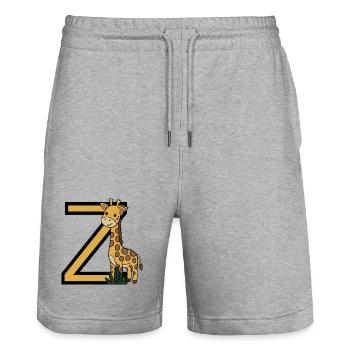 Giraffe Buchstabe  Z - Stanley/Stella Unisex Bio Joggingshorts Trainer  - Grau meliert - Vorne - Nik (191cm) & Marisol (170cm)
