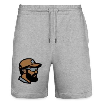Craftsman Profile Logo - Stanley/Stella Trainer Unisex Organic Jogging Shorts - heather grey - Front - Nik (191cm) & Marisol (170cm)