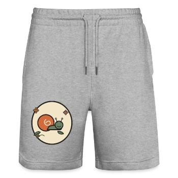 Weiche Schnecke im Blumenkreis - Stanley/Stella Unisex Bio Joggingshorts Trainer  - Grau meliert - Vorne - Nik (191cm) & Marisol (170cm)