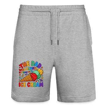 Vater kommt immer mit Eiscreme - Stanley/Stella Trainer Unisex Organic Jogging Shorts - heather grey - Front - Nik (191cm) & Marisol (170cm)