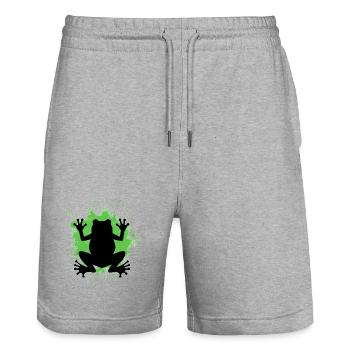 Frog silhouette with green splashes - Stanley/Stella Trainer Unisex Organic Jogging Shorts - heather grey - Front - Nik (191cm) & Marisol (170cm)