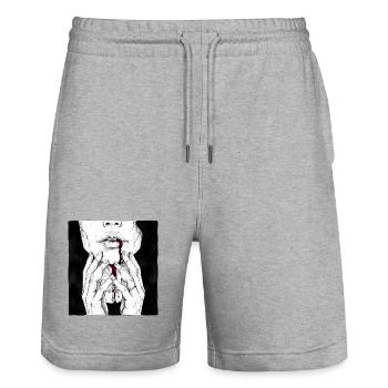 Gothic Woman - Cross Necklace - Stanley/Stella Trainer Unisex Organic Jogging Shorts - heather grey - Front - Nik (191cm) & Marisol (170cm)