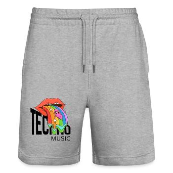 Sourire Arc-en-ciel fondu langue - Short de jogging bio TRAINER Stanley/Stella unisexe - gris chiné - Devant - Nik (191cm) & Marisol (170cm)