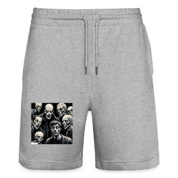 Zombis! Amis? - Short de jogging bio TRAINER Stanley/Stella unisexe - gris chiné - Devant - Nik (191cm) & Marisol (170cm)