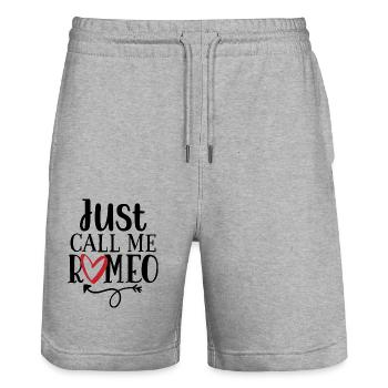 Design Just call me romeo - Short de jogging bio TRAINER Stanley/Stella unisexe - gris chiné - Devant - Nik (191cm) & Marisol (170cm)