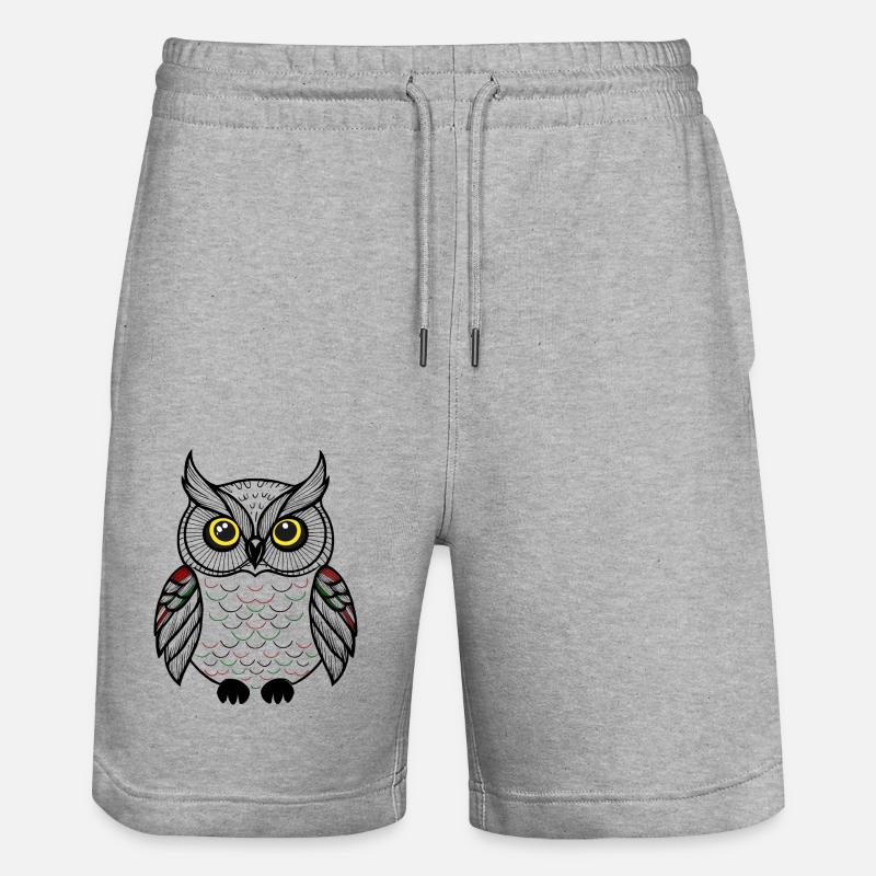 süße Eule - Stanley/Stella Unisex Bio Joggingshorts Trainer  - Grau meliert