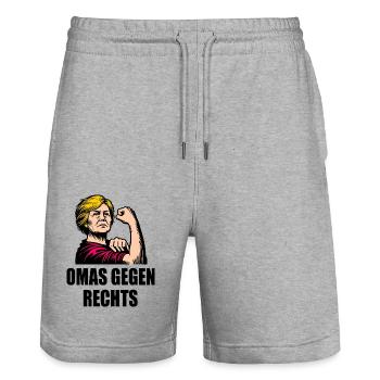 Omas gegen rechts - Stanley/Stella Unisex Bio Joggingshorts Trainer  - Grau meliert - Vorne - Nik (191cm) & Marisol (170cm)