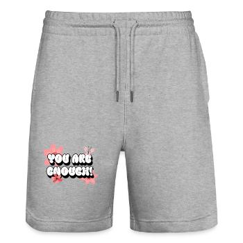 You Are Enough - Pink Flowers - Stanley/Stella Trainer Unisex Organic Jogging Shorts - heather grey - Front - Nik (191cm) & Marisol (170cm)