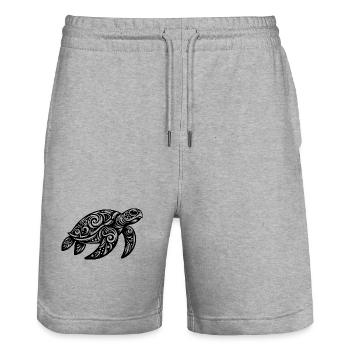 Ornamental beauty of a sea turtle - Stanley/Stella Trainer Unisex Organic Jogging Shorts - heather grey - Front - Nik (191cm) & Marisol (170cm)