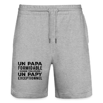 Terrific Dad Gives an Exceptional Grandpa - Stanley/Stella Trainer Unisex Organic Jogging Shorts - heather grey - Front - Nik (191cm) & Marisol (170cm)