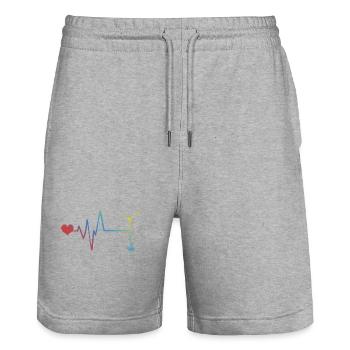 Wind Turbine Pulse Heartbeat Energy - Stanley/Stella Trainer Unisex Organic Jogging Shorts - heather grey - Front - Nik (191cm) & Marisol (170cm)