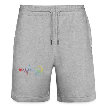 Kopfhörer Puls Herzschlag - Stanley/Stella Unisex Bio Joggingshorts Trainer  - Grau meliert - Vorne - Nik (191cm) & Marisol (170cm)