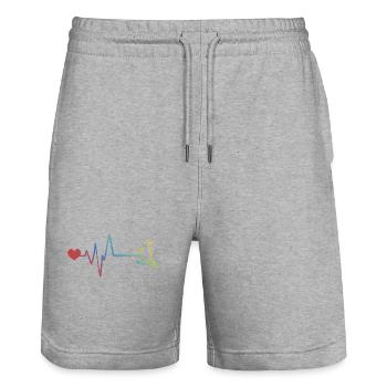 E-roller Puls Herzschlag E Scooter - Stanley/Stella Unisex Bio Joggingshorts Trainer  - Grau meliert - Vorne - Nik (191cm) & Marisol (170cm)