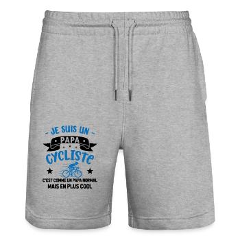 Je suis un Papa Cycliste Humour Vélo - Short de jogging bio TRAINER Stanley/Stella unisexe - gris chiné - Devant - Nik (191cm) & Marisol (170cm)