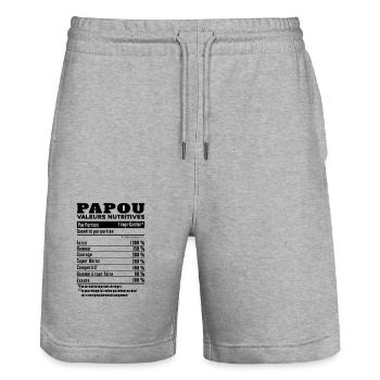 Cadeau papou humour papou valeurs nutritives - Short de jogging bio TRAINER Stanley/Stella unisexe - gris chiné - Devant - Nik (191cm) & Marisol (170cm)