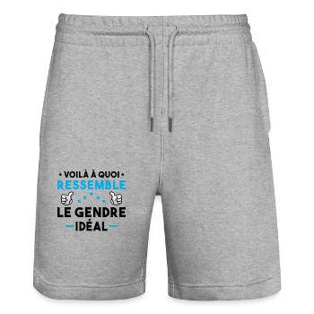 Voilà à quoi ressemble le gendre idéal - Short de jogging bio TRAINER Stanley/Stella unisexe - gris chiné - Devant - Nik (191cm) & Marisol (170cm)