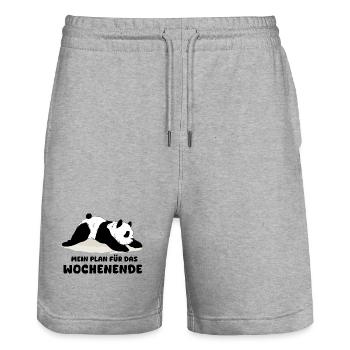 Sloth and panda - Stanley/Stella Trainer Unisex Organic Jogging Shorts - heather grey - Front - Nik (191cm) & Marisol (170cm)
