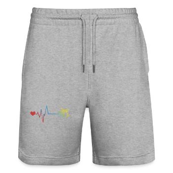 Schlagzeug Musik - Stanley/Stella Unisex Bio Joggingshorts Trainer  - Grau meliert - Vorne - Nik (191cm) & Marisol (170cm)