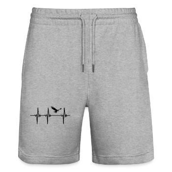 Herzschlag für Adler im eleganten Aufwind Flug - Stanley/Stella Unisex Bio Joggingshorts Trainer  - Grau meliert - Vorne - Nik (191cm) & Marisol (170cm)