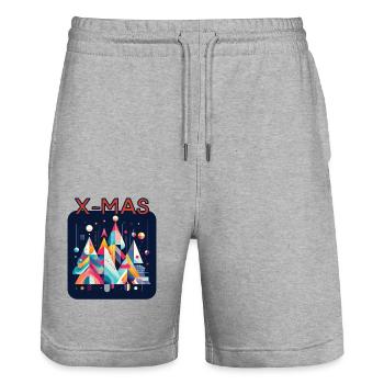 Merry X-Mas - Stanley/Stella Unisex Bio Joggingshorts Trainer  - Grau meliert - Vorne - Nik (191cm) & Marisol (170cm)