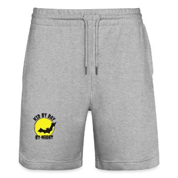 Kid by day - bat by night Kind mag Fledermäuse - Stanley/Stella Unisex Bio Joggingshorts Trainer  - Grau meliert - Vorne - Nik (191cm) & Marisol (170cm)