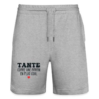 Tante Comme Une Maman Cool Humour Tata Cadeau - Short de jogging bio TRAINER Stanley/Stella unisexe - gris chiné - Devant - Nik (191cm) & Marisol (170cm)