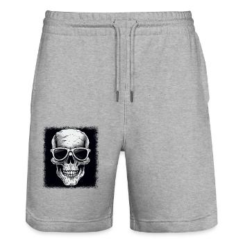 dinosaur skeleton tshirts gift - Stanley/Stella Unisex Bio Joggingshorts Trainer  - Grau meliert - Vorne - Nik (191cm) & Marisol (170cm)
