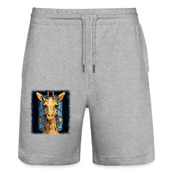 white gift joke giraffe giraffe lover giraffes - Stanley/Stella Unisex Bio Joggingshorts Trainer  - Grau meliert - Vorne - Nik (191cm) & Marisol (170cm)