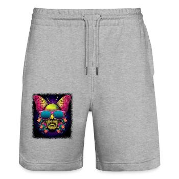 cool birthday present idea gift idea awesome fun - Stanley/Stella Trainer Unisex Organic Jogging Shorts - heather grey - Front - Nik (191cm) & Marisol (170cm)
