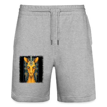 bday giraffe painting funny sayings nature - Stanley/Stella Unisex Bio Joggingshorts Trainer  - Grau meliert - Vorne - Nik (191cm) & Marisol (170cm)