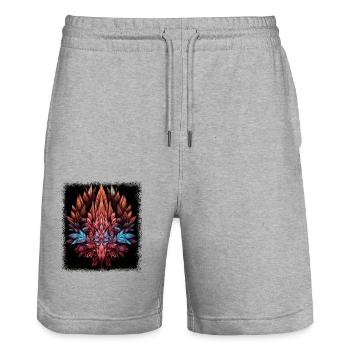 Déclaration Anniversaire Cadeau Flower Power Bday Enfant - Short de jogging bio TRAINER Stanley/Stella unisexe - gris chiné - Devant - Nik (191cm) & Marisol (170cm)