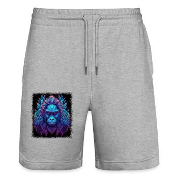 present idea birthday present humor geek cool bird - Stanley/Stella Unisex Bio Joggingshorts Trainer  - Grau meliert - Vorne - Nik (191cm) & Marisol (170cm)