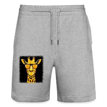 fun giraffe lover kawaii african present idea - Stanley/Stella Unisex Bio Joggingshorts Trainer  - Grau meliert - Vorne - Nik (191cm) & Marisol (170cm)