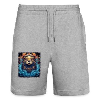 Bébé Loutre Animaux Enfants Idée Cadeau Blague Fun - Short de jogging bio TRAINER Stanley/Stella unisexe - gris chiné - Devant - Nik (191cm) & Marisol (170cm)
