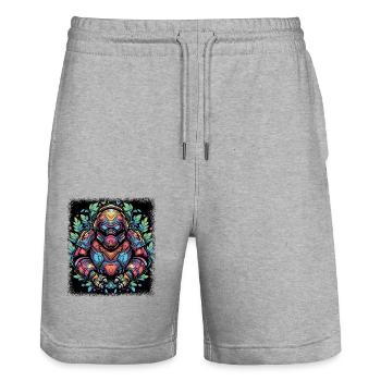 Sloth Hoodie Coffee Attitude Sloth Clothing - Stanley/Stella Trainer Unisex Organic Jogging Shorts - heather grey - Front - Nik (191cm) & Marisol (170cm)