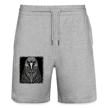 pingouin grumeuse adorable dab move dictons d’anniversaire - Short de jogging bio TRAINER Stanley/Stella unisexe - gris chiné - Devant - Nik (191cm) & Marisol (170cm)