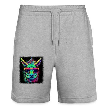 Unicorns Fun Baby Unicorn Shirt Happy - Short de jogging bio TRAINER Stanley/Stella unisexe - gris chiné - Devant - Nik (191cm) & Marisol (170cm)