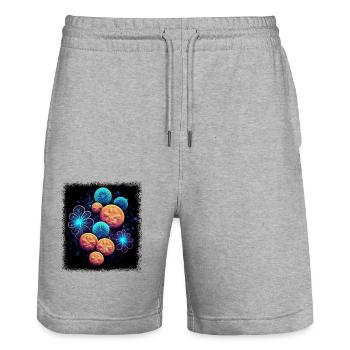 Mouvement pour la paix Bday anniversaire cadeau idée - Short de jogging bio TRAINER Stanley/Stella unisexe - gris chiné - Devant - Nik (191cm) & Marisol (170cm)